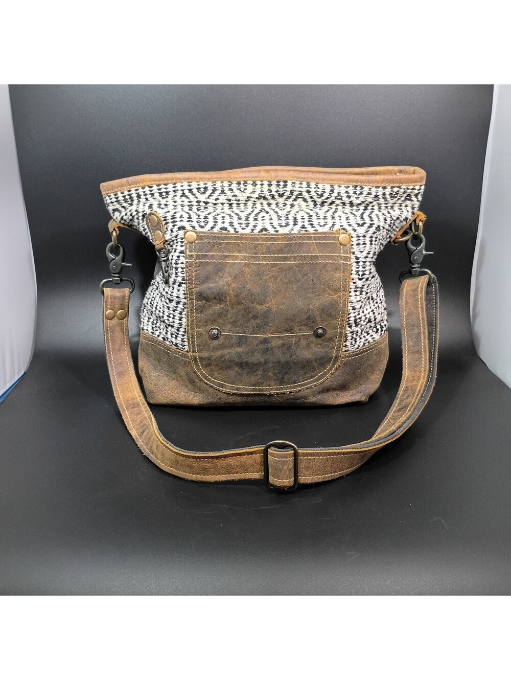 Myra Bag Burnt Sienna Upcycled Canvas Cotton & Leather Shoulder Crossbody Bag